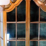 Rococo shaped glass cabinet of hand polished walnut, Denmark