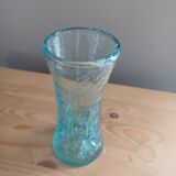 Vase verre bullé bleu