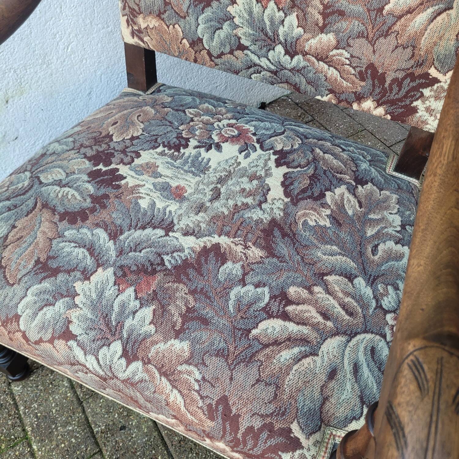Large "Sheep Bone" armchair — Louis XIII style, late 19th century