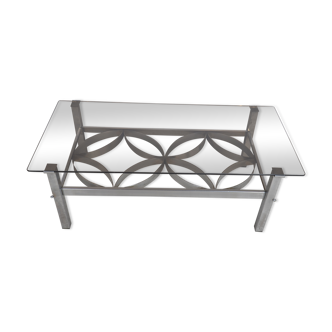 Table basse en verre et métal