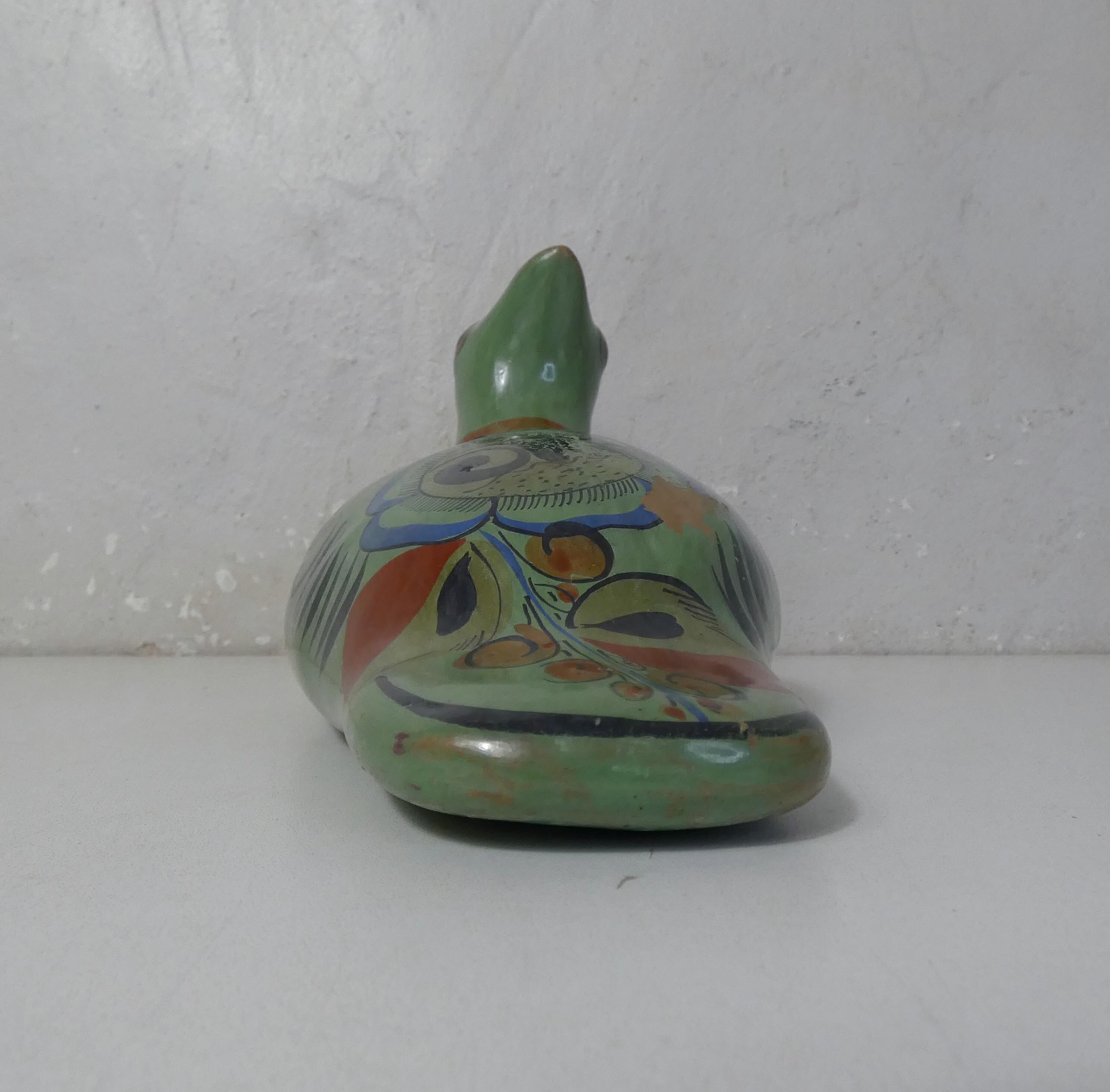 Ancient glazed terracotta mexico bird folk art vintage