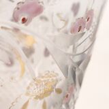 Glass vase carved and painting by hand. France 1940s.