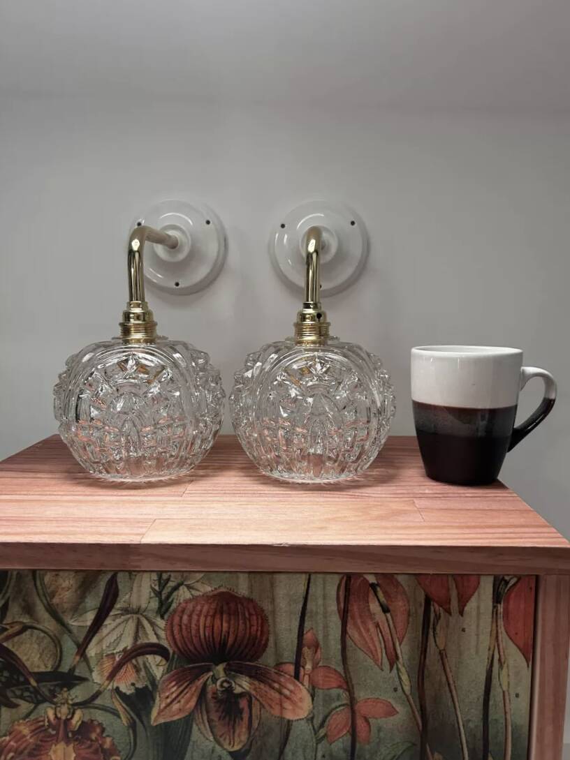 Pair of vintage globe wall lights