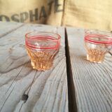Ancient Rose Glass Plate with 4 Small Liqueur Glasses
