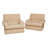 2 minimalist beige armchairs, 1970