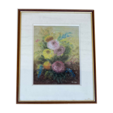 Tableau peinture ancienne nature morte aux roses Still Life XXe
