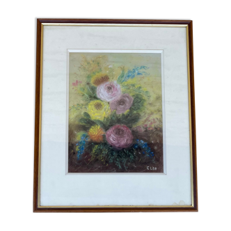 Tableau peinture ancienne nature morte aux roses Still Life XXe