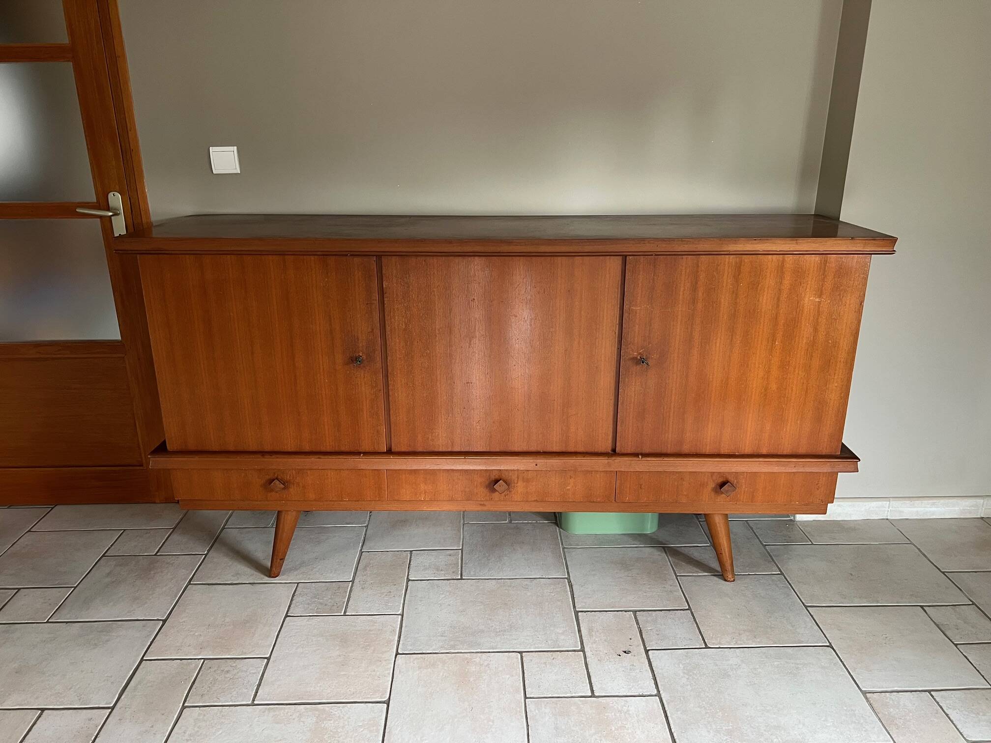Teak buffet Gaston fish 1960s