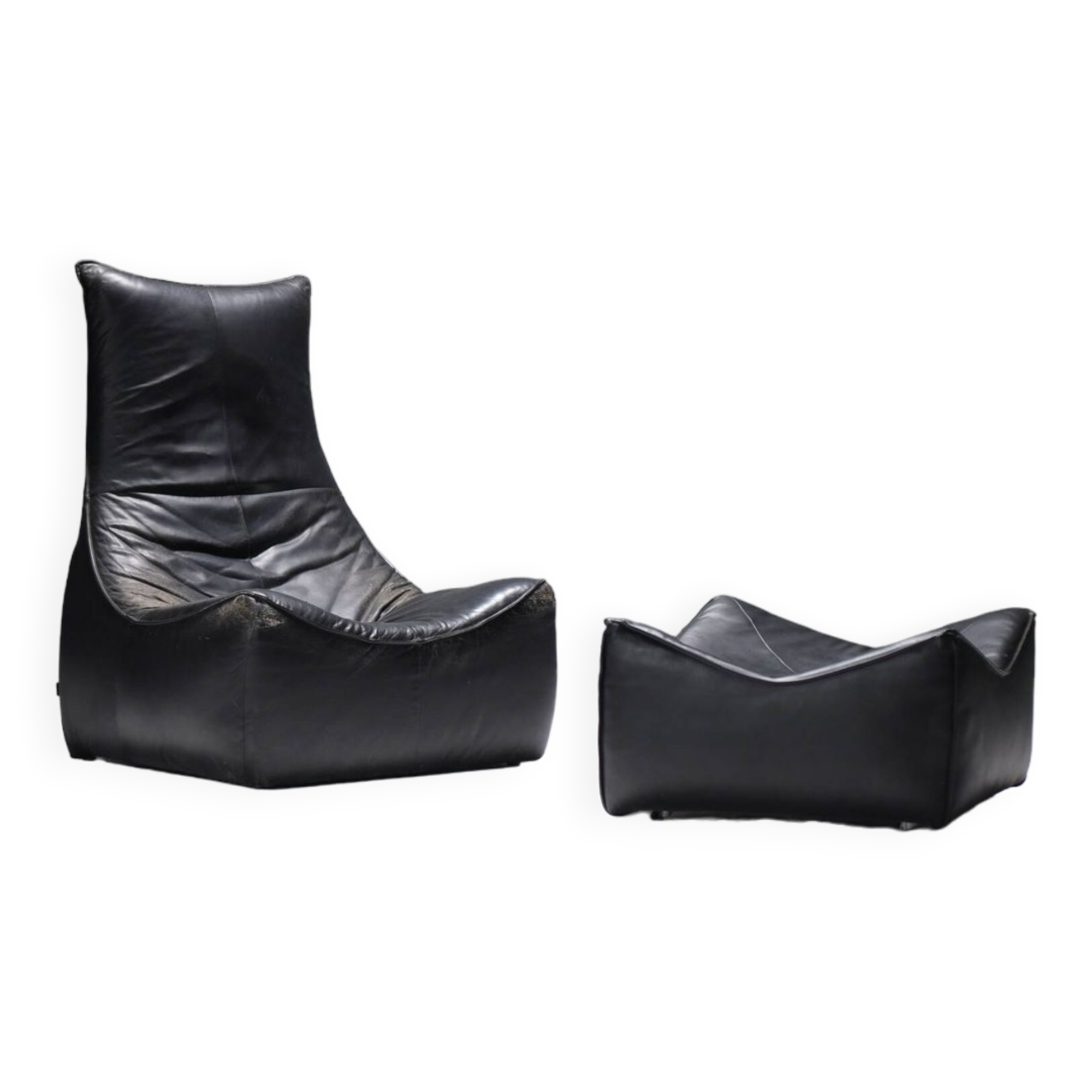 Stunning lounge chair The Rock in black leather by Gerard Van Den Berg - Montis