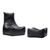 Stunning lounge chair The Rock in black leather by Gerard Van Den Berg - Montis