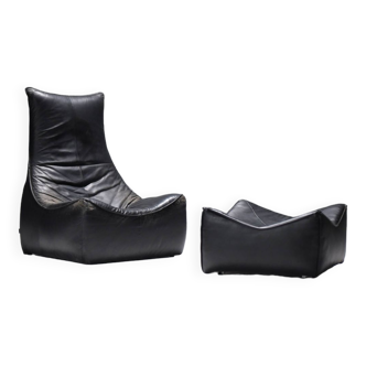 Stunning lounge chair The Rock in black leather by Gerard Van Den Berg - Montis