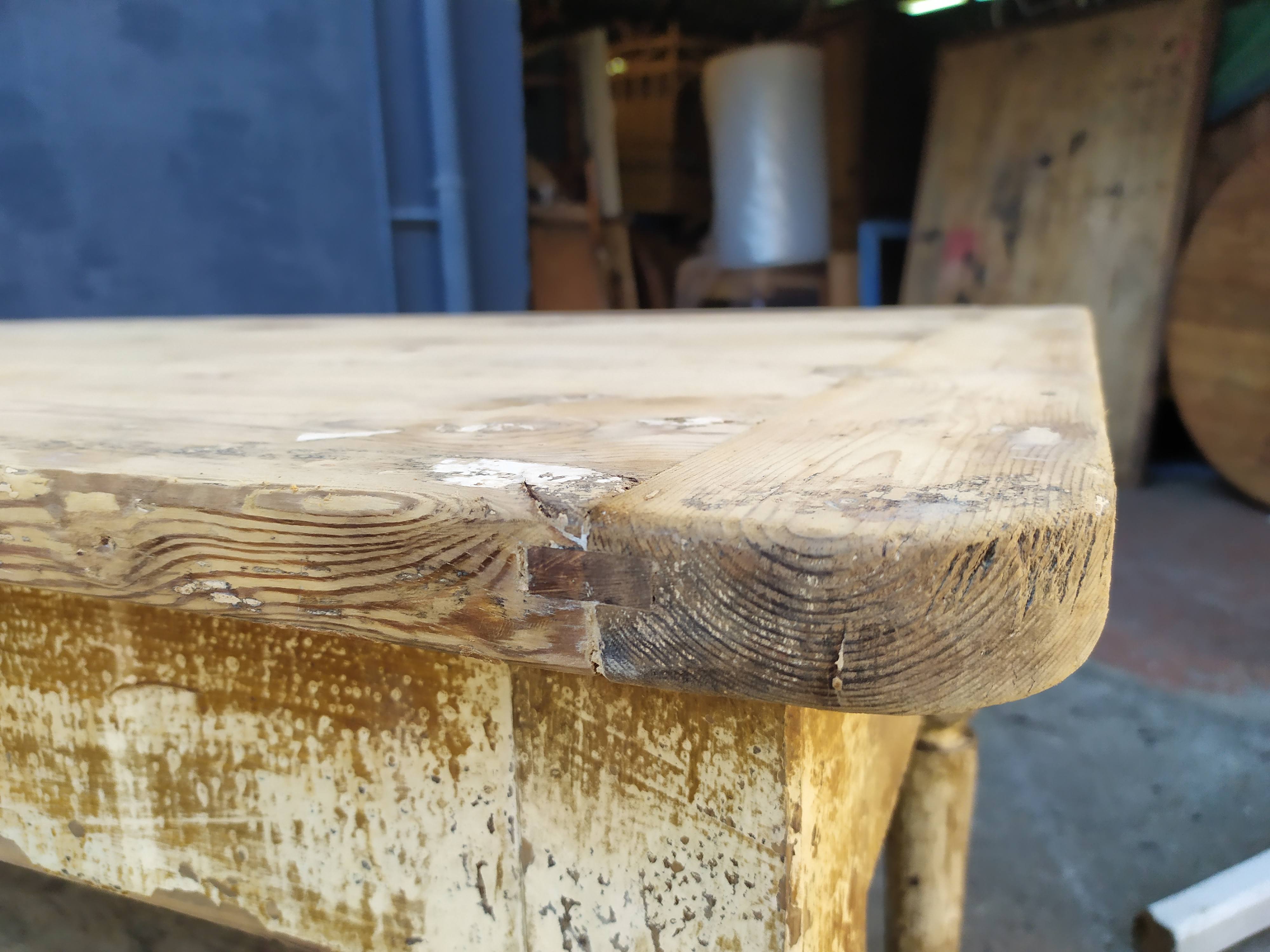 Table de métier drapière sapin décapé 3m