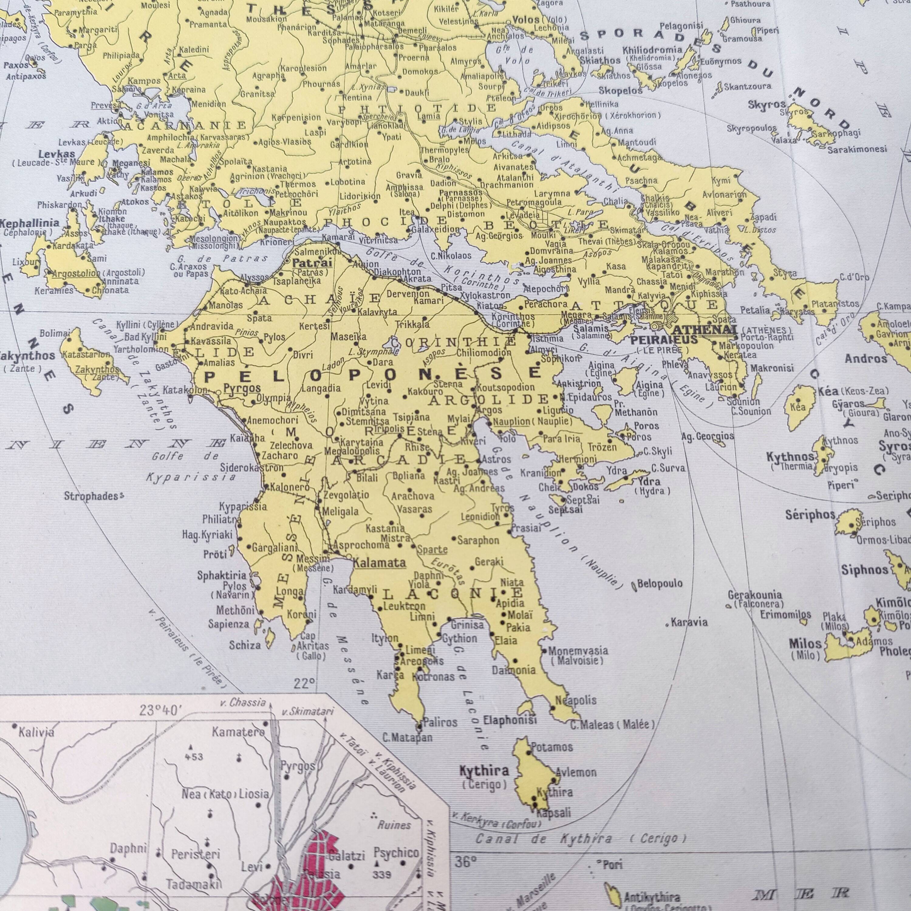 Old map Greece Crete 43x43cm from 1950