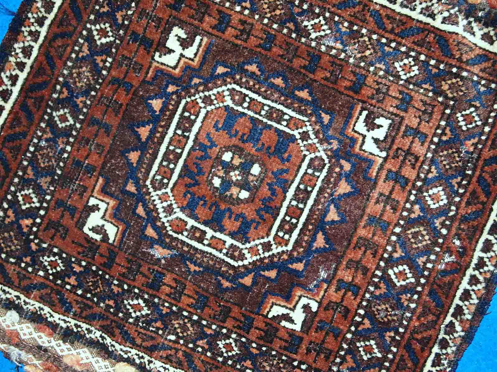 Ancient Afghan Baluch handmade carpet 44cm x 45cm 1900s, 1C384