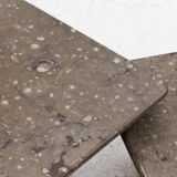 Set of 3 square, fossil marble coffee tables, 1970’s design