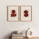 Painting duo - Tea and Infini - abstract illustration - Dark terracotta - signed eawy