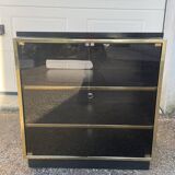 Vintage black and gold TV cabinet from the 70s/80s