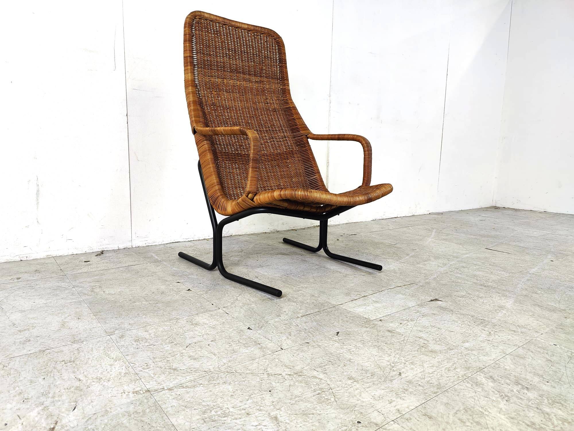 Mid-Century Wicker lounge chair by Dirk Van Sliedrecht, 1960's, Netherlands