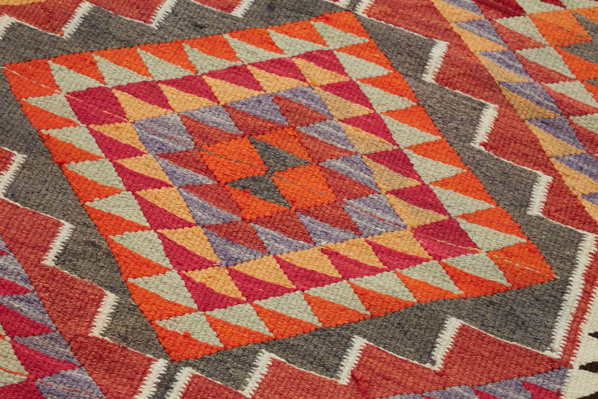 Turkish Handwoven Vintage Herki Kilim 90 cm x 322 cm