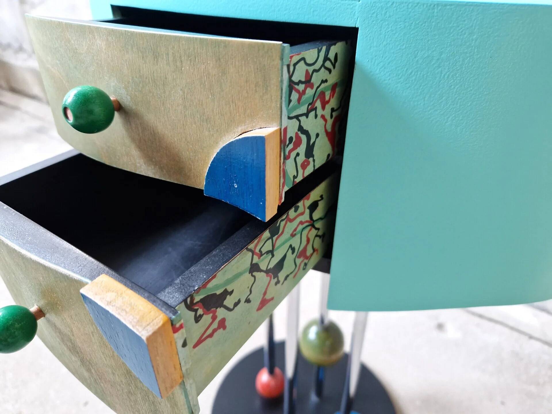 Pair of postmodern Memphis Milano style side tables, 1980s