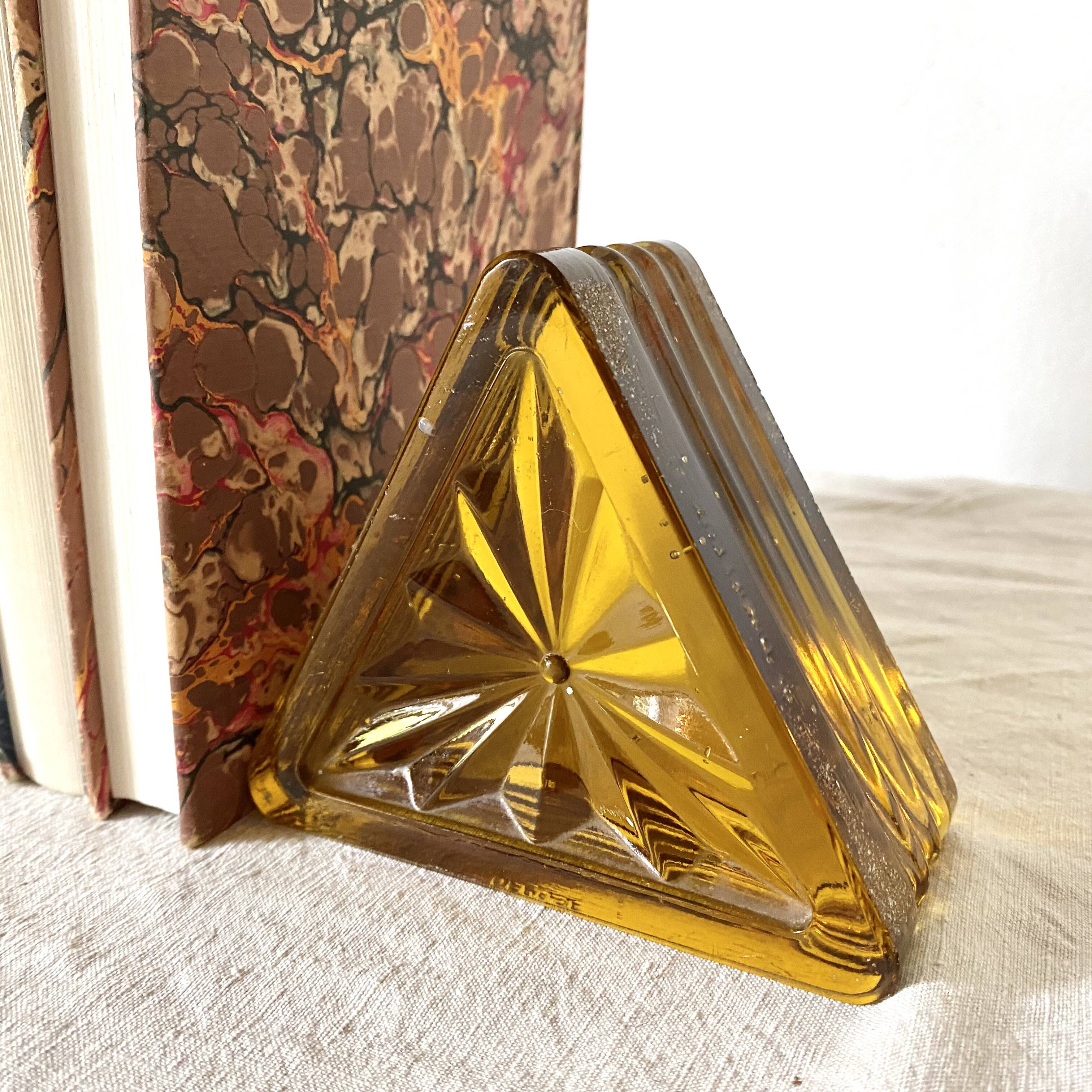 Pair of art deco glass bookends