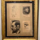 Tableau ancien, portraits , début XX siècle