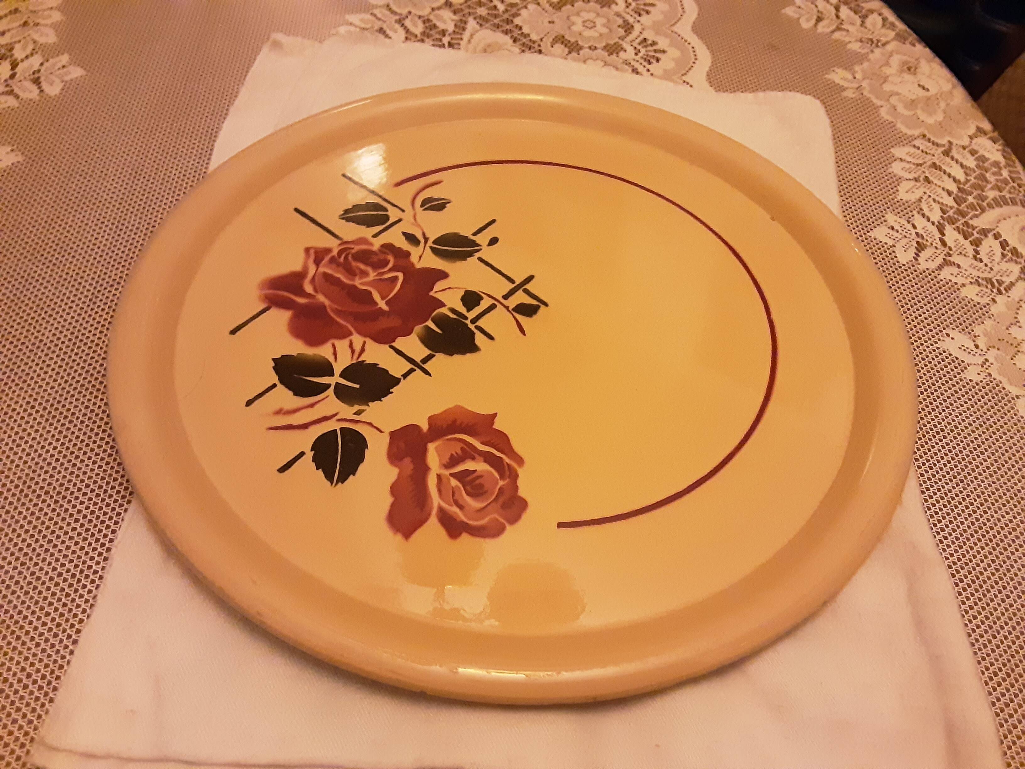 1940s floral earthenware dessert dish