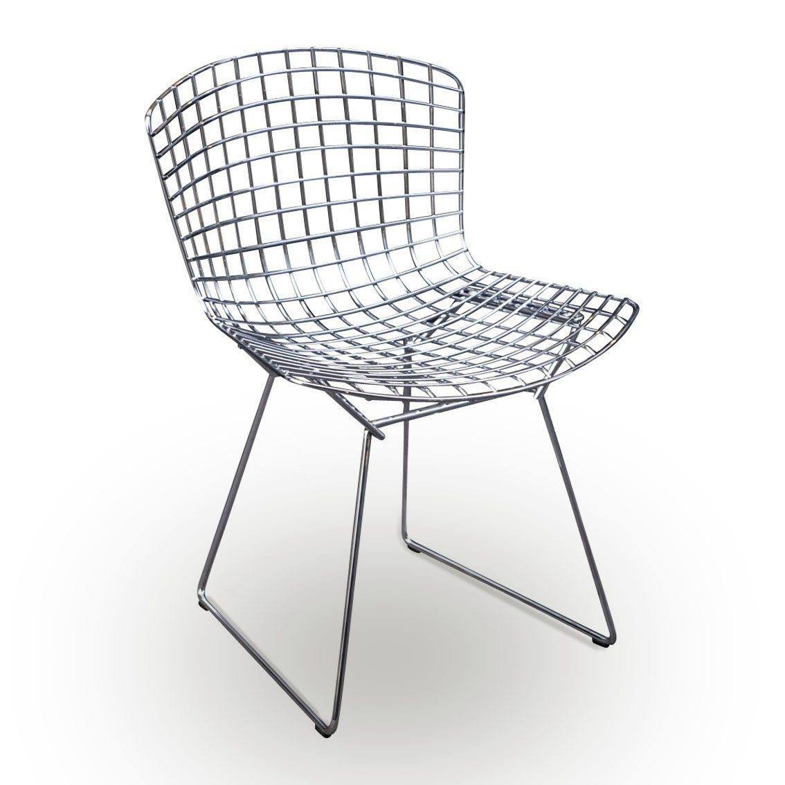 White Wire chair with original cake by Harry Bertoia for Knoll