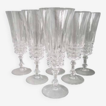 6 Arques crystal champagne flutes