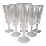 6 Arques crystal champagne flutes