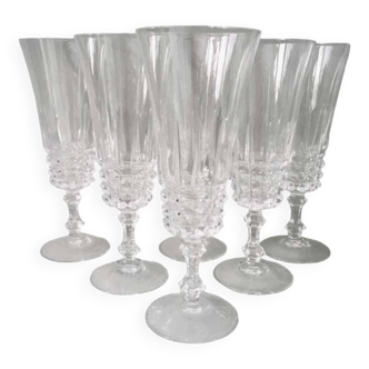 6 Arques crystal champagne flutes