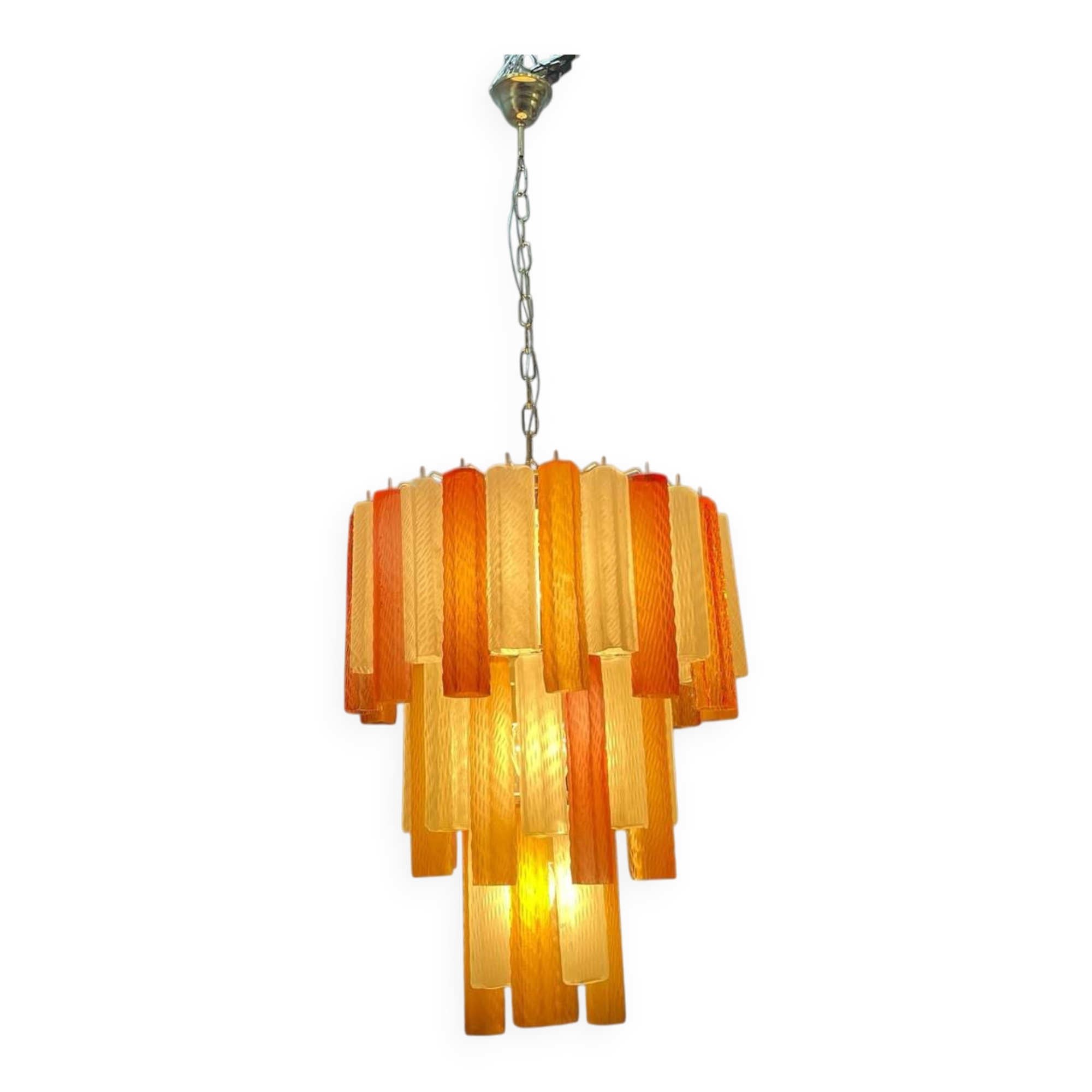 Large Multicolored Murano Glass Tube Chandelier, 1980s