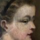 HST/P painting "Family portrait, Young woman" 19th century + frame