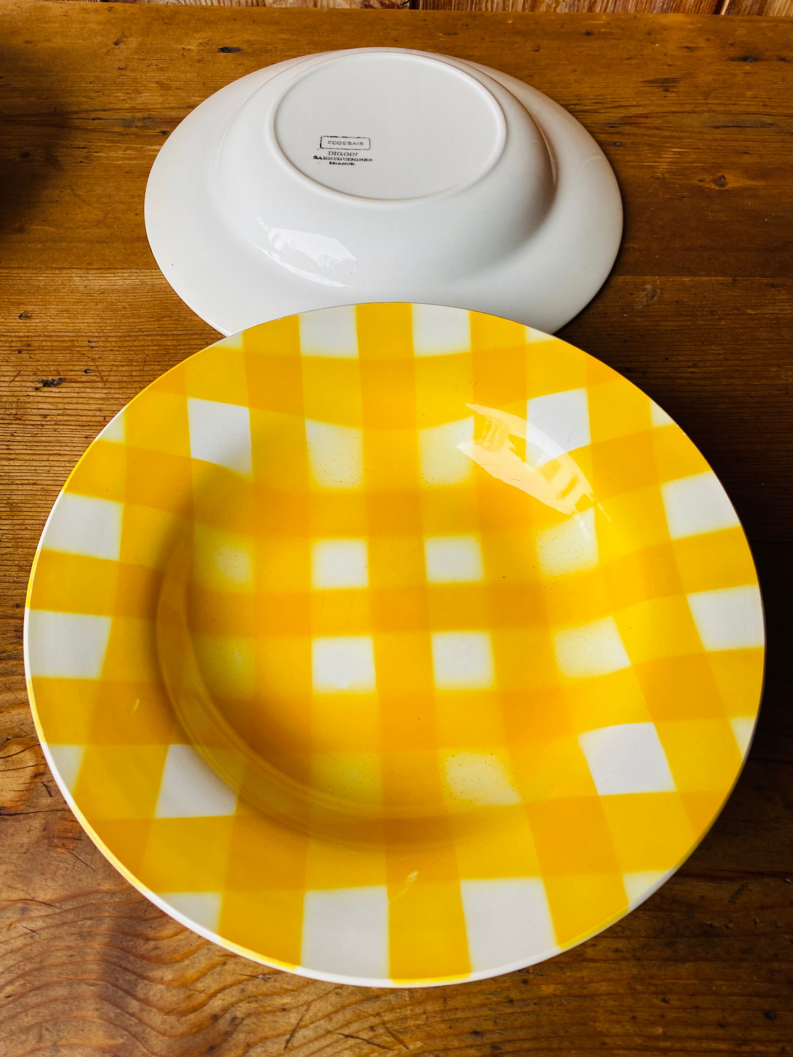 Set of 8 hollow plates Digoin yellow Scottish model 50-60s