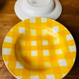 Set of 8 hollow plates Digoin yellow Scottish model 50-60s
