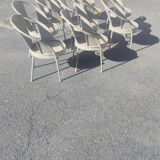 Series of 10 garden chairs made of steel garden patina