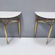 Pair of Nightstands / Console Tables with Marble Tops and Brass Legs, Italy