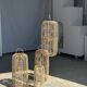 Large lantern-shaped rattan pendant lamp H50 D24