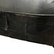 Pair of leather armchairs with marquetry armrests