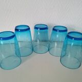 verre à eau /limonade en verre gravé bleu