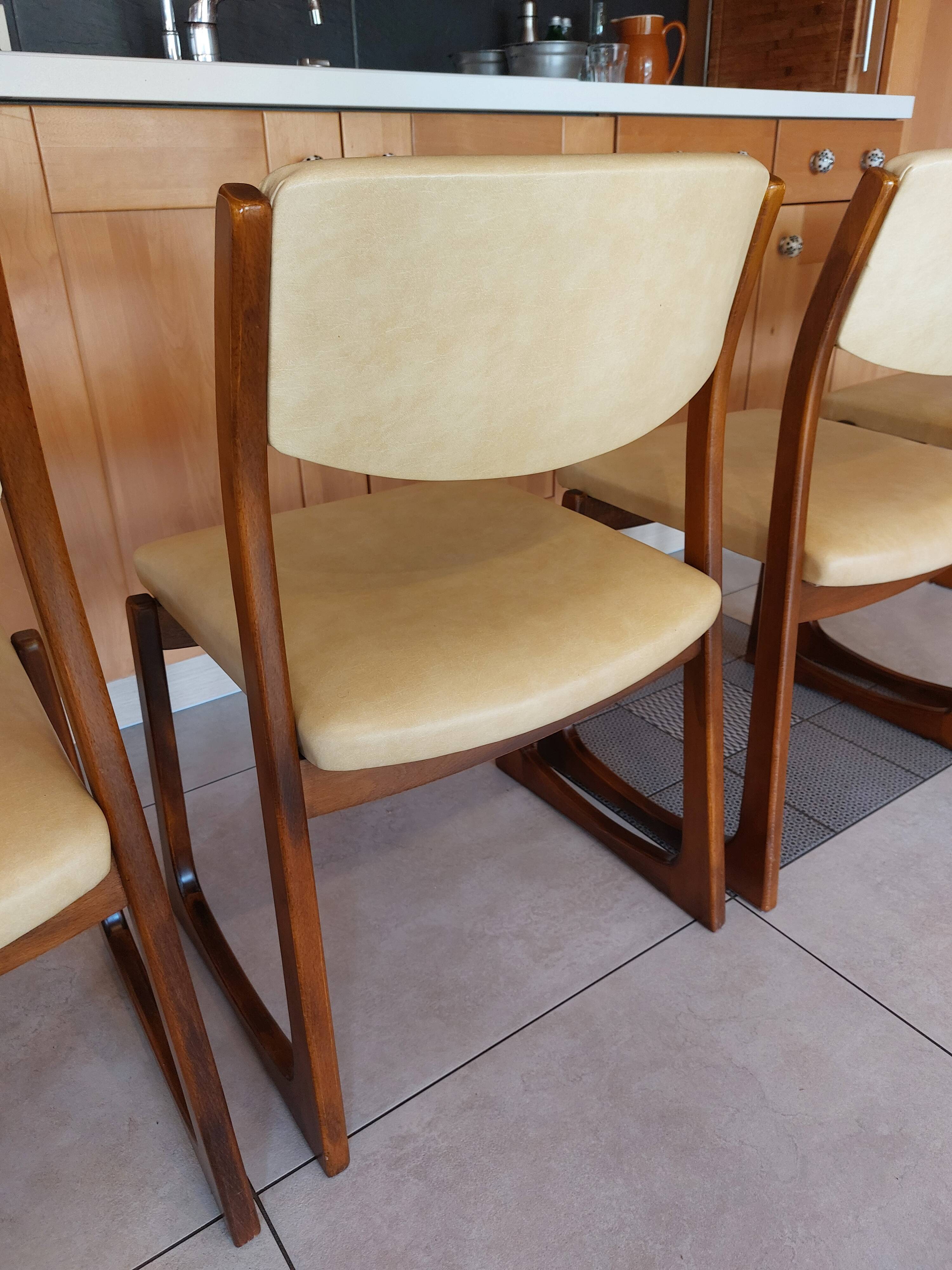 4 sled chairs, vintage