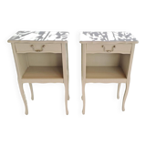 Set of two bedside tables in pearl gray painted wood 1960
