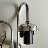 Double chrome and opaline 70 's slim design wall light