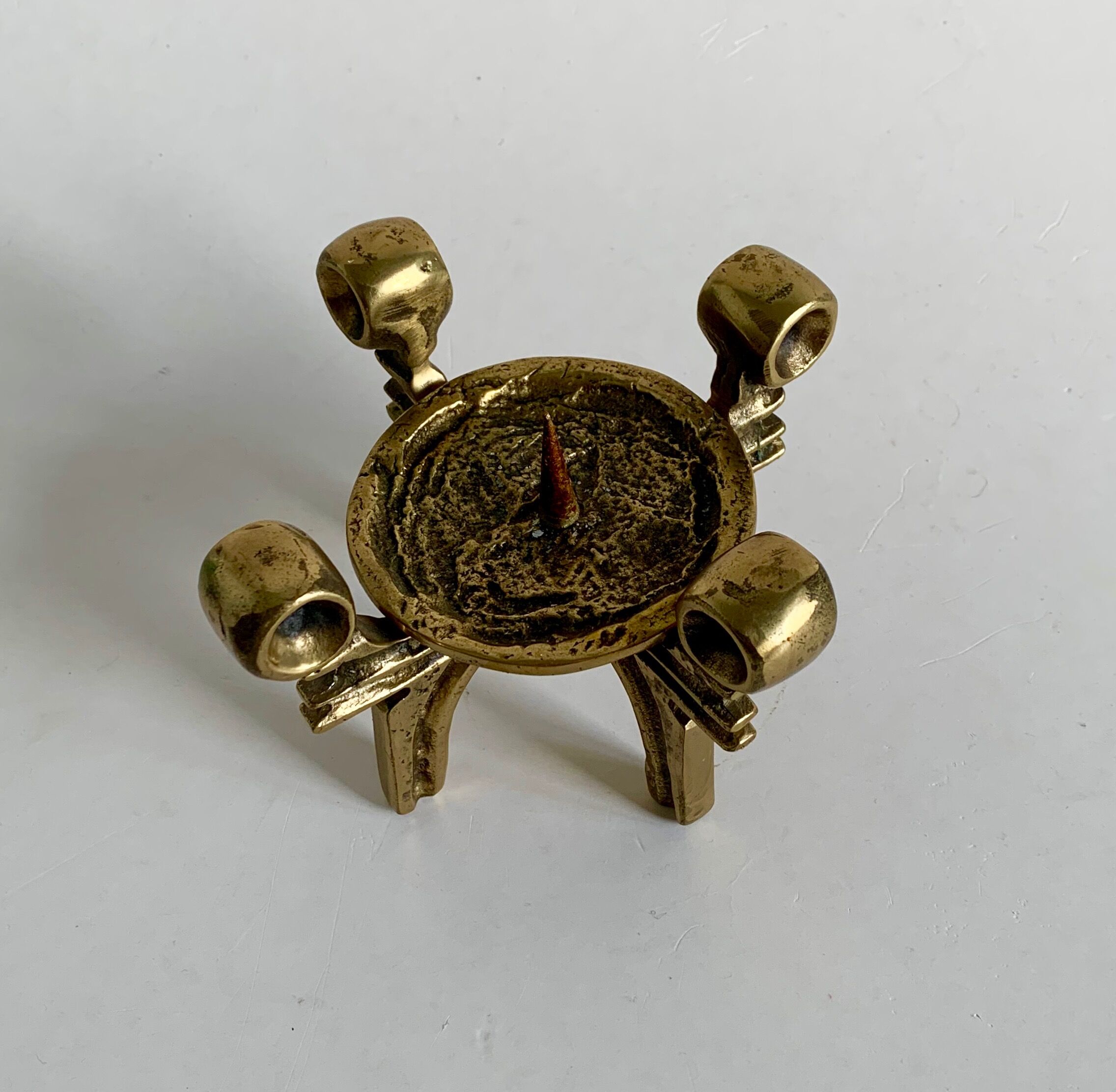 Brutalist Bronze Candle Holder, 1970s