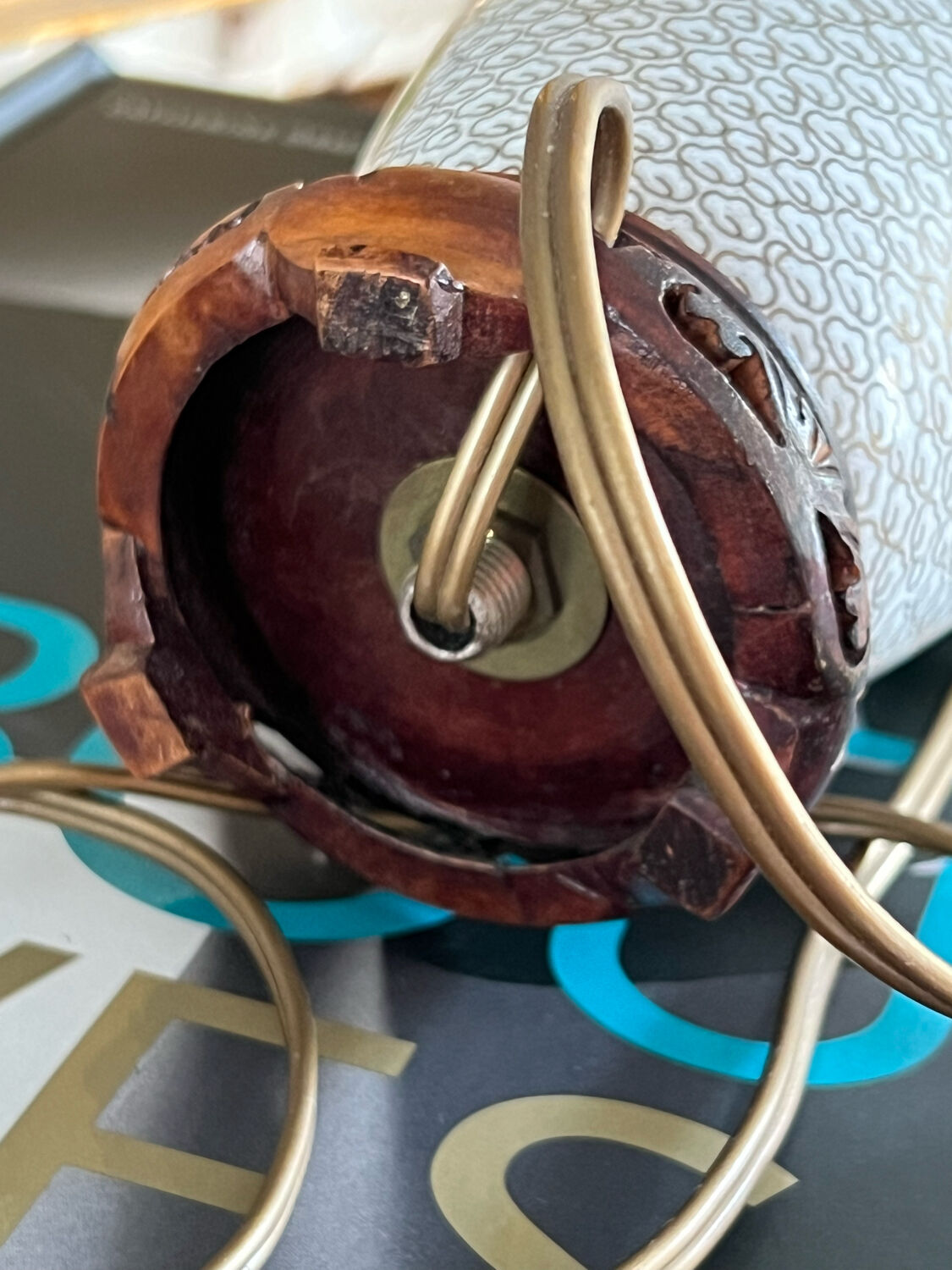 Pied de lampe ancien en émail cloisonnée