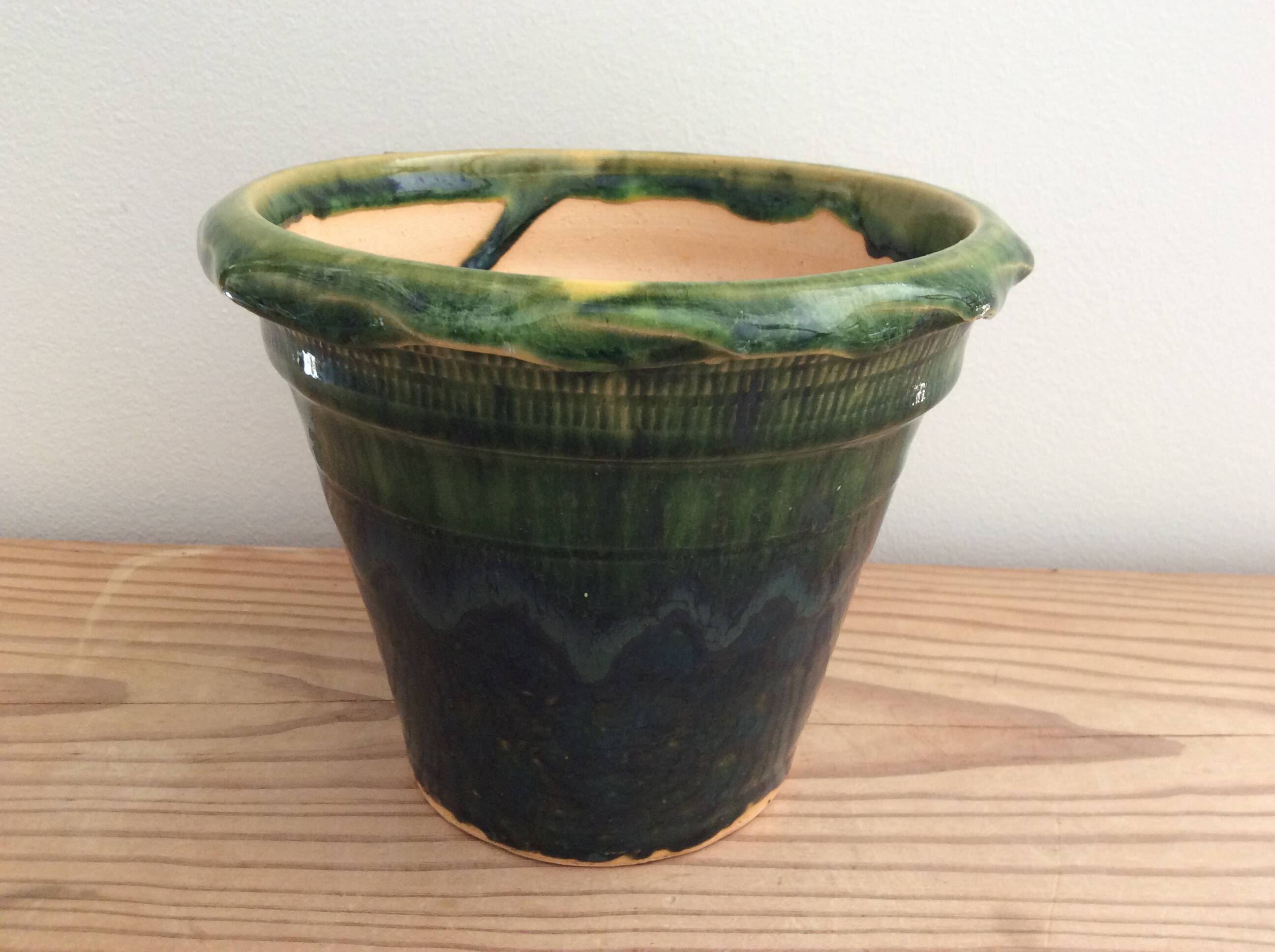 Glazed terracotta flowerpot