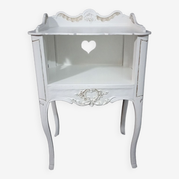 Old Louis XV Style Bedside Table in White and Gold