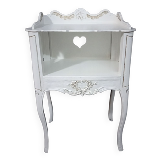 Old Louis XV Style Bedside Table in White and Gold