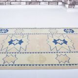 Beige And Blue Oushak Runner Rug sku 3324