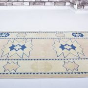 Beige And Blue Oushak Runner Rug sku 3324